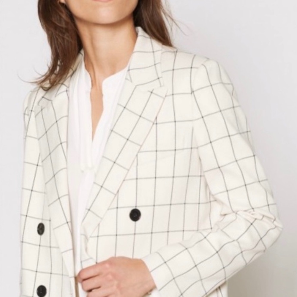 Joie Harlene Blazer Antique White Windowpane